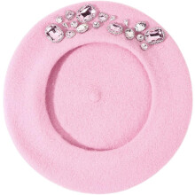 Béret français pour femme en laine thermique orné de strass