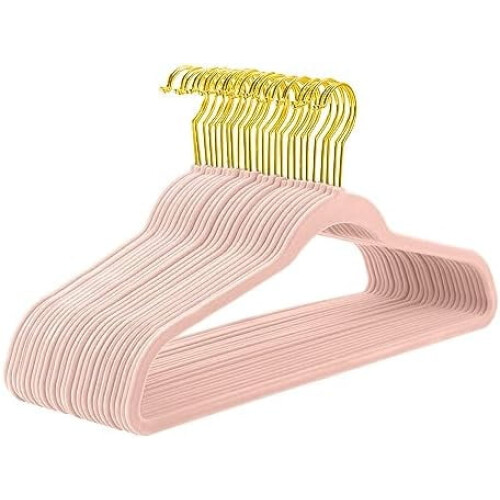 Blush Rosa Sammetsgalgar Guldfärgade Halkfria 30-pack
