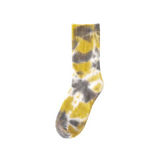 Tie Dye Mid Calf Socks for Men Women Streetwear Style Casual Crew Socks Soft Athletic Socks for Skateboarding and Daily Wear Yellow