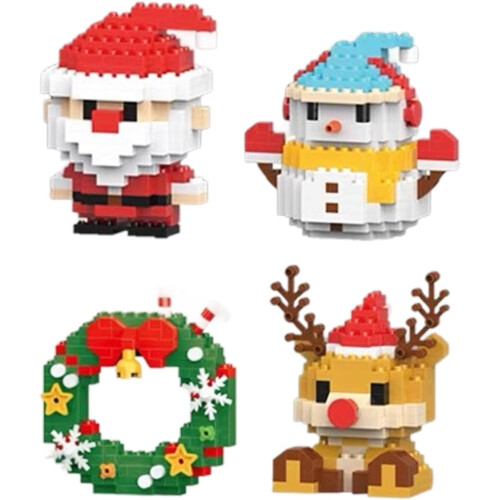 Kerstman bouwblokken set (4 stuks)