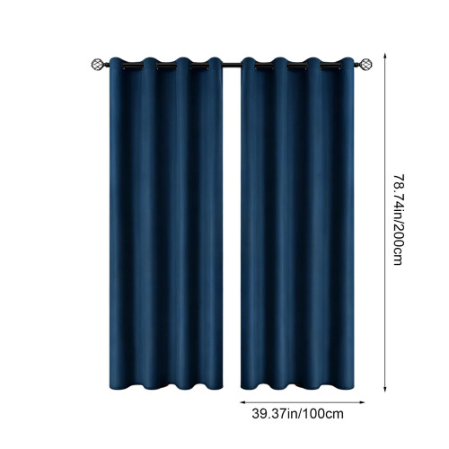 Blackout Blue Perforated Thermal Curtains Tab Top 79 inch 2