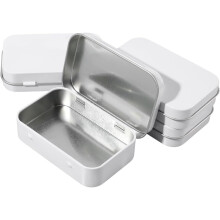 Weiße Blechdose mit Klappdeckel, 2,5 x 0,9 Zoll, 4er-Pack