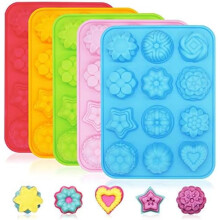 Moules à chocolat en silicone 3D en forme de fleur, lot de 5 pièces, 12 cavités