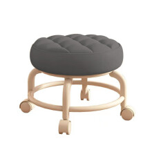 Low Rolling Stool with 360 Swivel Wheels, Leather Seat & Adjustable Height – Heavy-Duty for Home, Garage, Workshops – Compatible with Black
