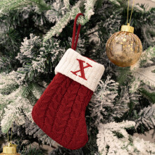 Weihnachtsstrümpfe mit Initialen, gestrickt, 18 cm