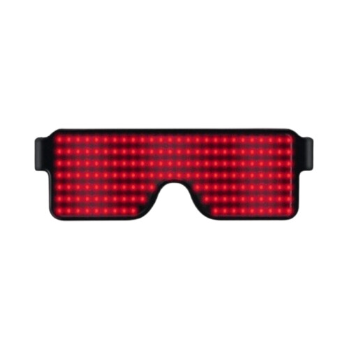 LED Glasses USB Rechargeable 11 Flashing Modes Red