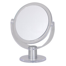 Dual Sided 10X Magnification Freestanding Rubberized Vanity Mirror in Clear Mirror with Stand