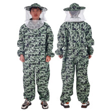 Professional Bee Suit with Round Hood Veil, Thick Cotton, Sting-Less Protection, Compatible with Standard Gear – Grey Camo, 2XL