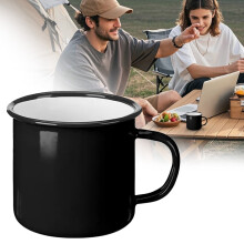 Enamel Coffee Mug Camping Mugs 12 oz Metal Coffee Cup with Handle Portable Camp Mug for Outdoor Picnic Travel Home Drinking
