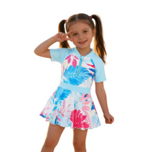 Girls Swimsuit,Set Ruffle Dress with Shorts Floral Leaf Print Summer Beach Pool Swimwear for Toddler Kids,Kids Swimsuits,Blue,1-2 Years