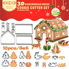 Weihnachtsplätzchen-Ausstechformen-Set, 3D-Weihnachtsmann, 18-teilig