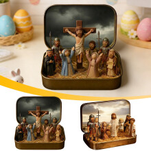 Mini Nativity Set in Tin Box – Portable Pocket Scene Figurines for Tabletop, Mantel, Shelf Decor – Easter & Religious Gift – Compatible with