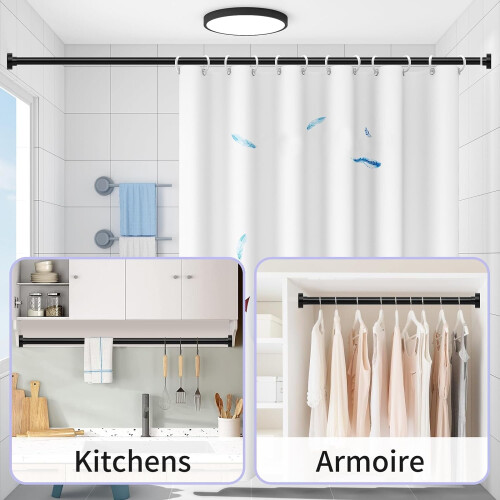 Black Spring Tension Shower Rod32-60in 1