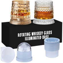 Roterende whiskyglassett med lysende base (2 stk.)