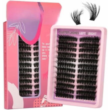 Lash Clusters 192pc, Left&Right D-Curl Thick Individual Clusters 10-18mm, DIY Fairy Lash Extensions