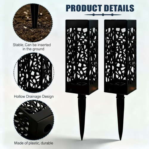 Cemetery Vase with Stake Weatherproof Plastic 4pcs 1