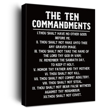 Décoration murale inspirante des 10 commandements – Verset biblique pour salon, chambre, bureau, église (Compatible avec les cadres standards)