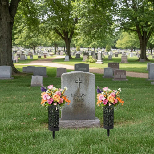 Cemetery Vase with Stake Weatherproof Plastic 4pcs 2