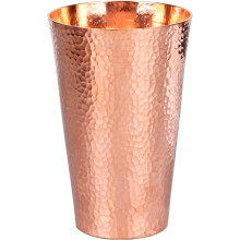 Zuiver koperen beker van 385 ml (13 oz), handgehamerd en duurzaam.