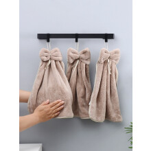 Toalhas de mão em fleece coral com estampa de laço listrado (3 peças)