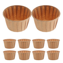KALLORY Light Brown Paper Cupcake Liners with Rolled Edge Design for Cake Baking Use 50pcs