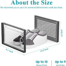 Large Plastic Shoe Storage Boxes, 12 Pack Stackable with Lids, Under Bed Organizer for Entryway, Fit Women's Size 10
