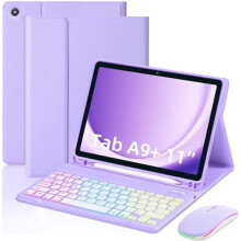 Regenbogenfarbene Tastaturhülle mit Hintergrundbeleuchtung für Samsung Galaxy Tab A9