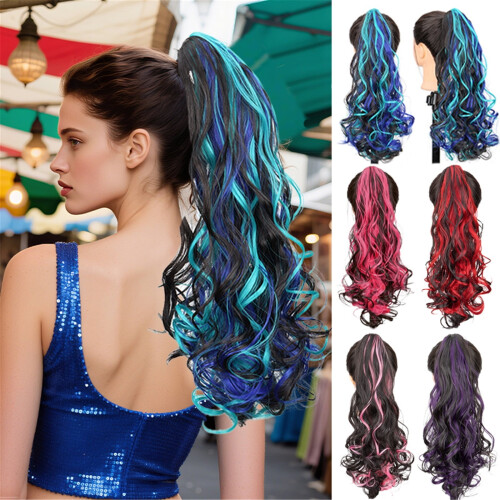 Coadă de cal sintetică lungă și creță, cu clips, 1 bucată 1
