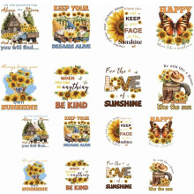 16pcs Sunflower & Gnome DTF Iron-On Transfers for T-Shirts, Hats, Bags, Pillows – Washable, DIY Crafts, Compatible with DTF Printers