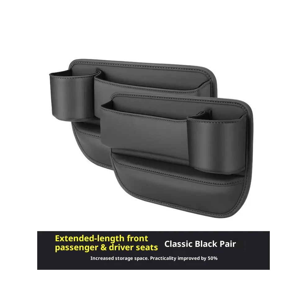 Leather Car Seat Gap Filler Organizer 2-Pack Black 971050528274
