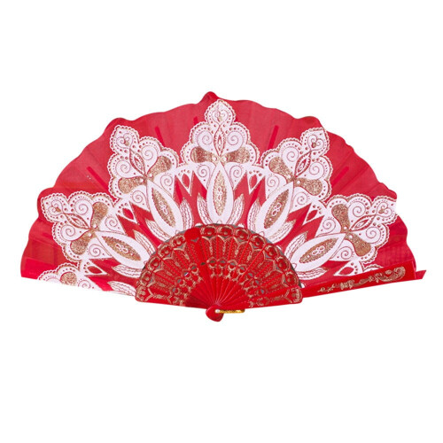 Wedding Fan Silk Lace Folding Handheld Flower Fan 1pc