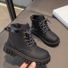 Fall Boots,Girls Boots Autumn Winter Stylish Leather Work for Children Casual Ankle Booties for Everyday,Brown Booties,02 Black,9-9.5 Years