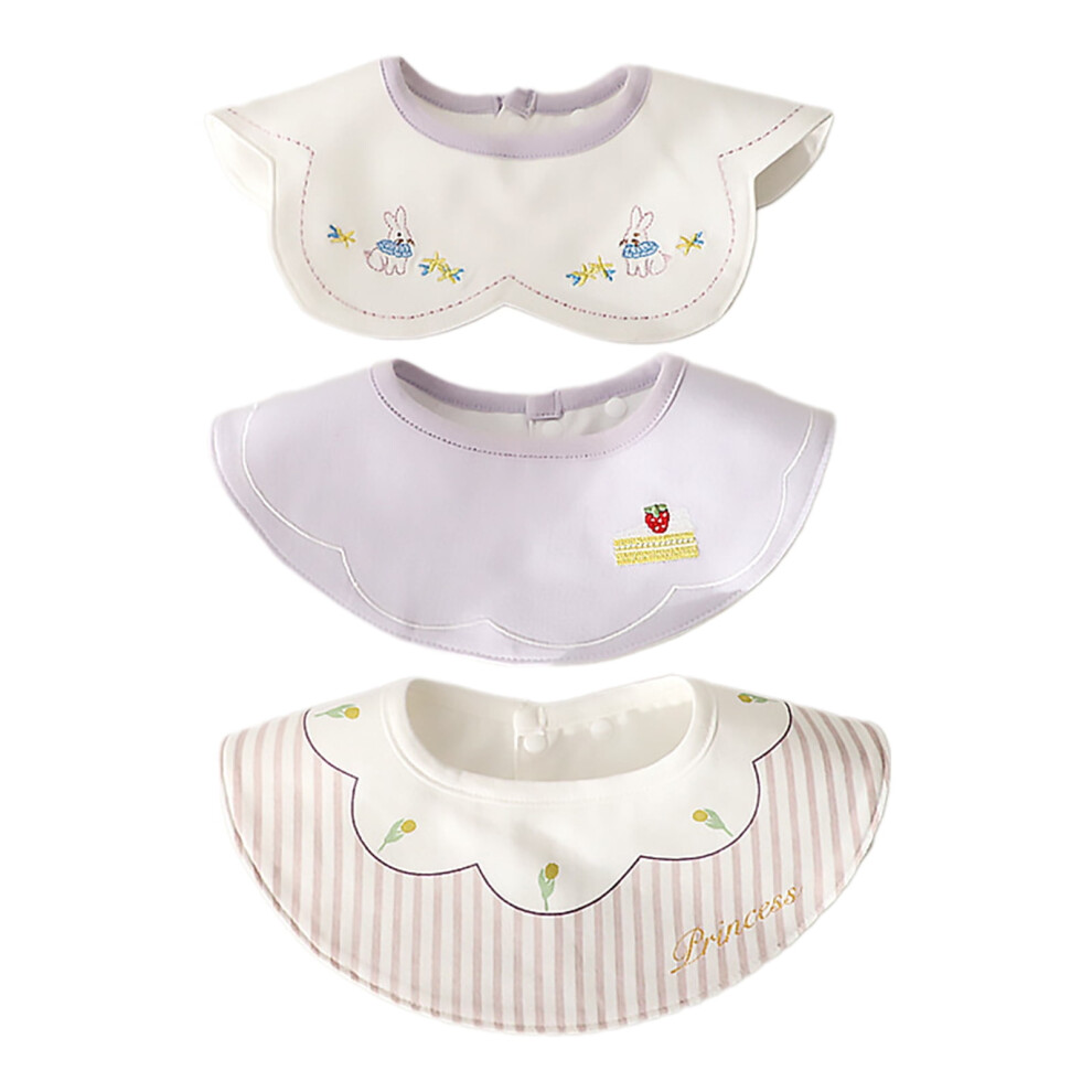 Baby Bibs Waterproof Cotton Embroidered 3 Pcs