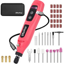 3.7V Cordless Rotary Tool Kit with 43 Accessories for Pet Nails Grinding, Woodworking, DIY Crafts Engraving (Pink)