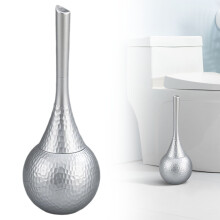 Cepillo para inodoro con protector antisalpicaduras, color plata, 1 unidad.