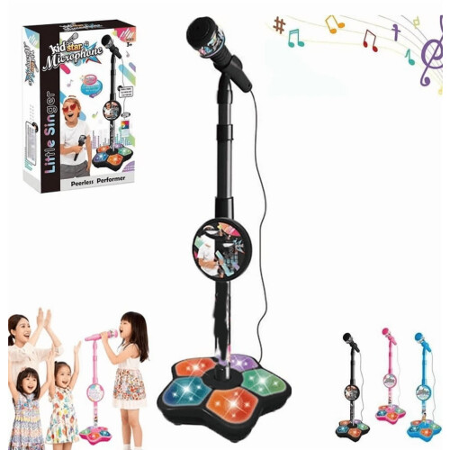 Karaoke Microphone Toy with Adjustable Stand and LED Lights