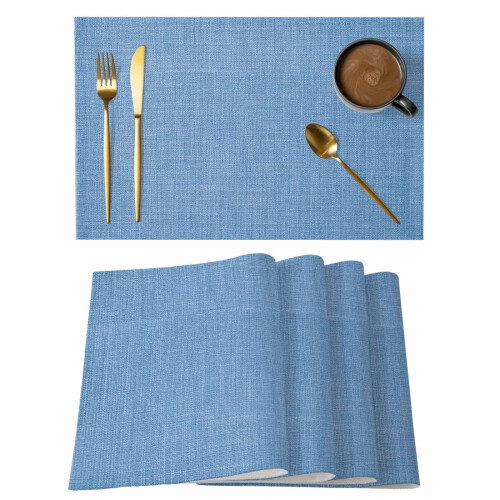 Vintage Leinen-Tischsets, himmelblau, 2er-Set