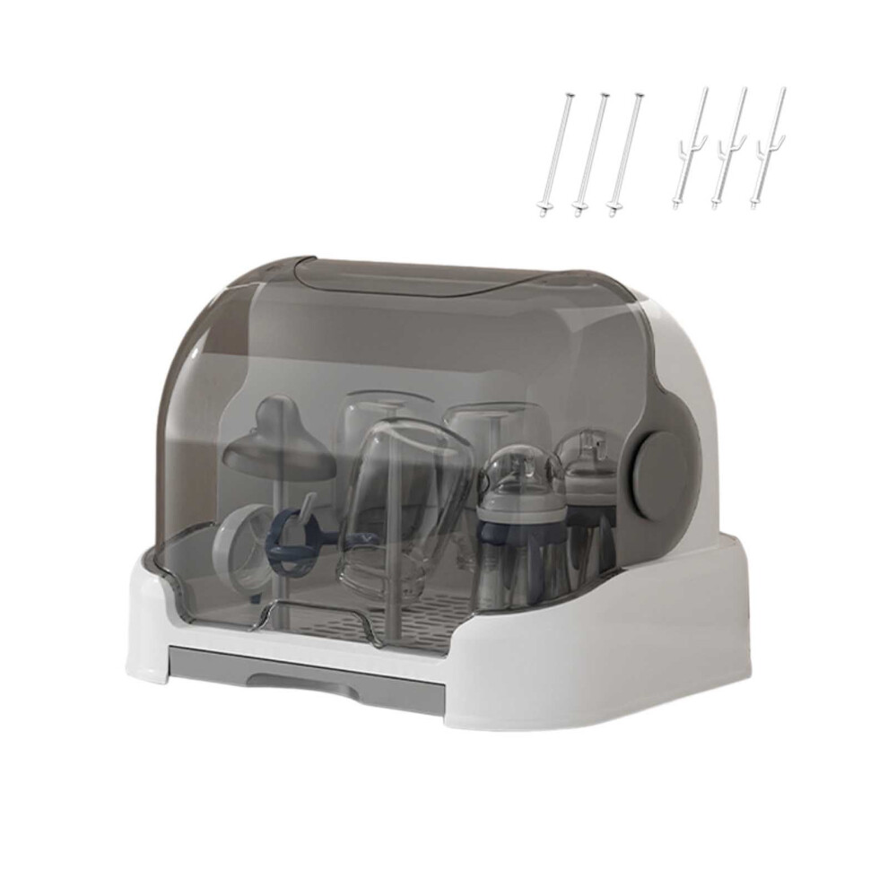 2025 Large Baby Bottle Organizer with Cover, Removable Drain Tray – Dustproof, Portable, Reusable Drying Rack – Compatible with Standard Bottles