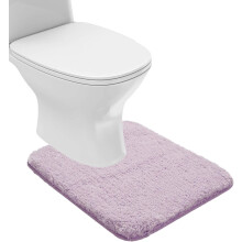 Tapis de bain antidérapant contourné, tapis shaggy en microfibre absorbant l'eau, lavable en machine, tapis de toilette en forme de U (51 x 61 cm,