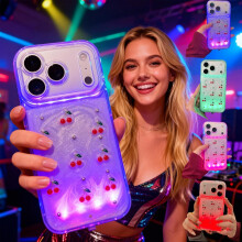 LED Bowknot Phone Case with Built-in Light, Compatible with iPhone X/11/12/13/14/15/16/17, Fashion Flash Protective Cover
