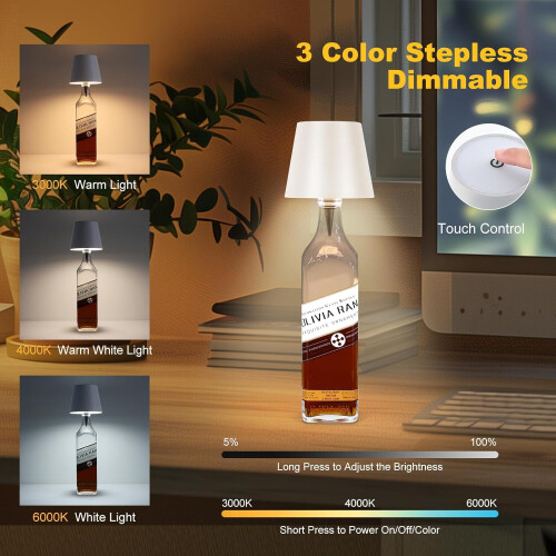 Lampe bouteille blanche pour bars et restaurants (1 unité) 1