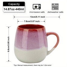 Kaffeetasse aus Keramik mit Farbverlauf, 440 ml (14,8 oz), kratzfest, maschinenwaschbar, vielseitig einsetzbar – spülmaschinengeeignet