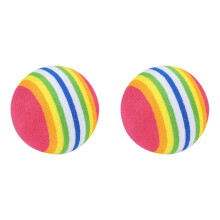 Pelota arcoíris mediana para gatos, pelota de espuma EVA colorida para batear, 2 piezas, juguete interactivo silencioso para gatos, regalo suave