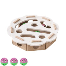 Caja de enriquecimiento con rascador y lima de uñas para gatos con cascabel – Laberinto de fieltro para estimulación mental de gatos de interior