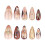 Unhas postiças marrom amêndoa com pingente floral 3D dourado. 1