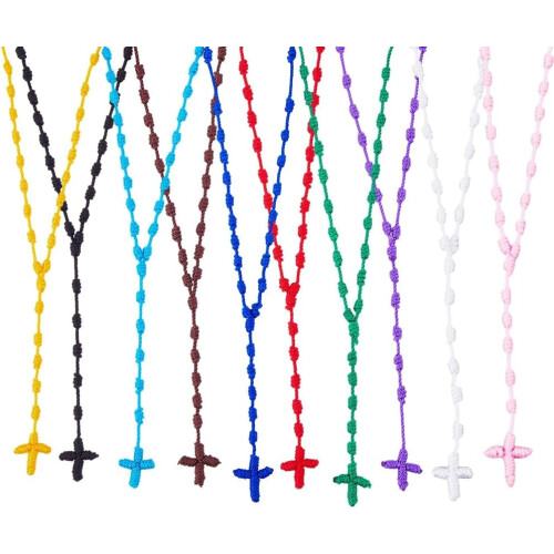 Colar de Rosário com Nó, Leve e Longo, 74cm/29,13 polegadas, Cordão Trançado com Contas, para Homens e Mulheres