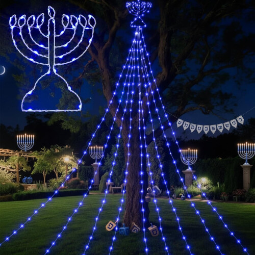 Udendørs Hanukkah Menorah Blå LED 3,7 m