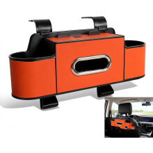 Organisateur de siège arrière de voiture 3 en 1 avec porte-gobelets, mouchoirs et téléphone