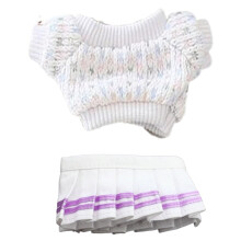 Crocheted Sweater & Pleated Skirt Set for 15cm & 17cm Dolls – Handmade, Compatible with 15cm & 17cm Dolls
