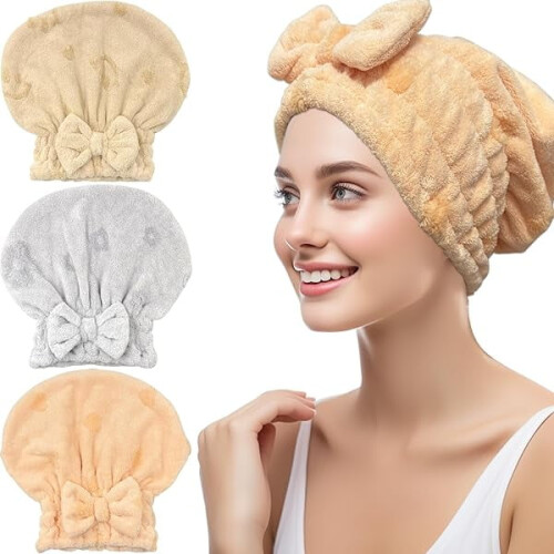 Mikrofiberhårduk för kvinnor, 3-pack